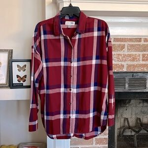 Old Navy Burgundy and Navy Plaid Flannel